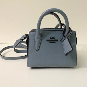 Coach Andrea Mini Carryall Blue Croc Embossed Leather CR209 Bag